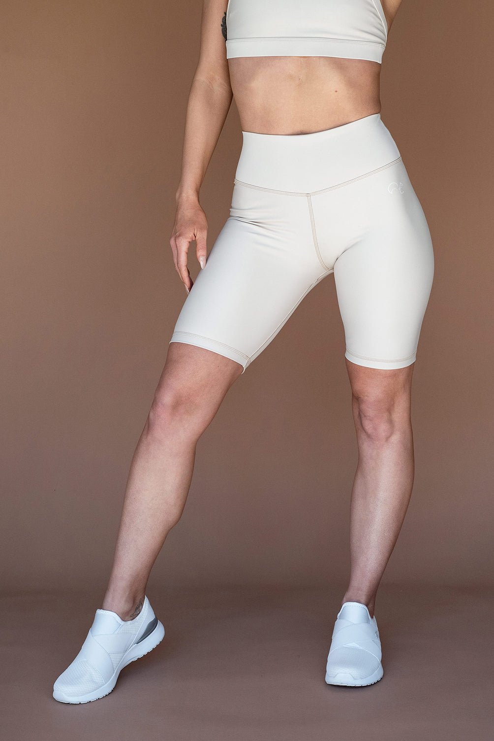 Women's High Rise Bike Shorts, Cream